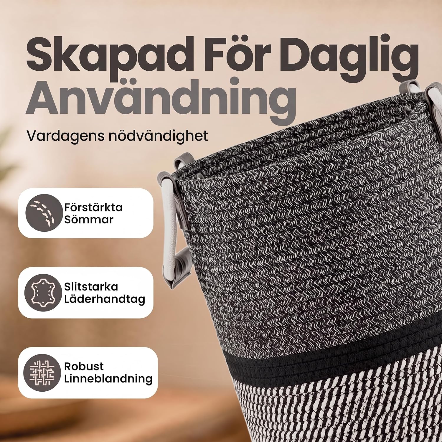 Thumbnail 3 de Feluna® förvaringskorg i raffia, 22 liter, hopfällbar med handtag