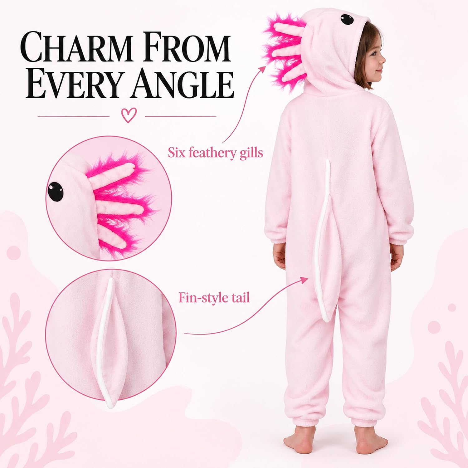 Detalle 1 de Corespe Kids Cat Costume Onesie with Pointed Ears, Tail and Front Zipper