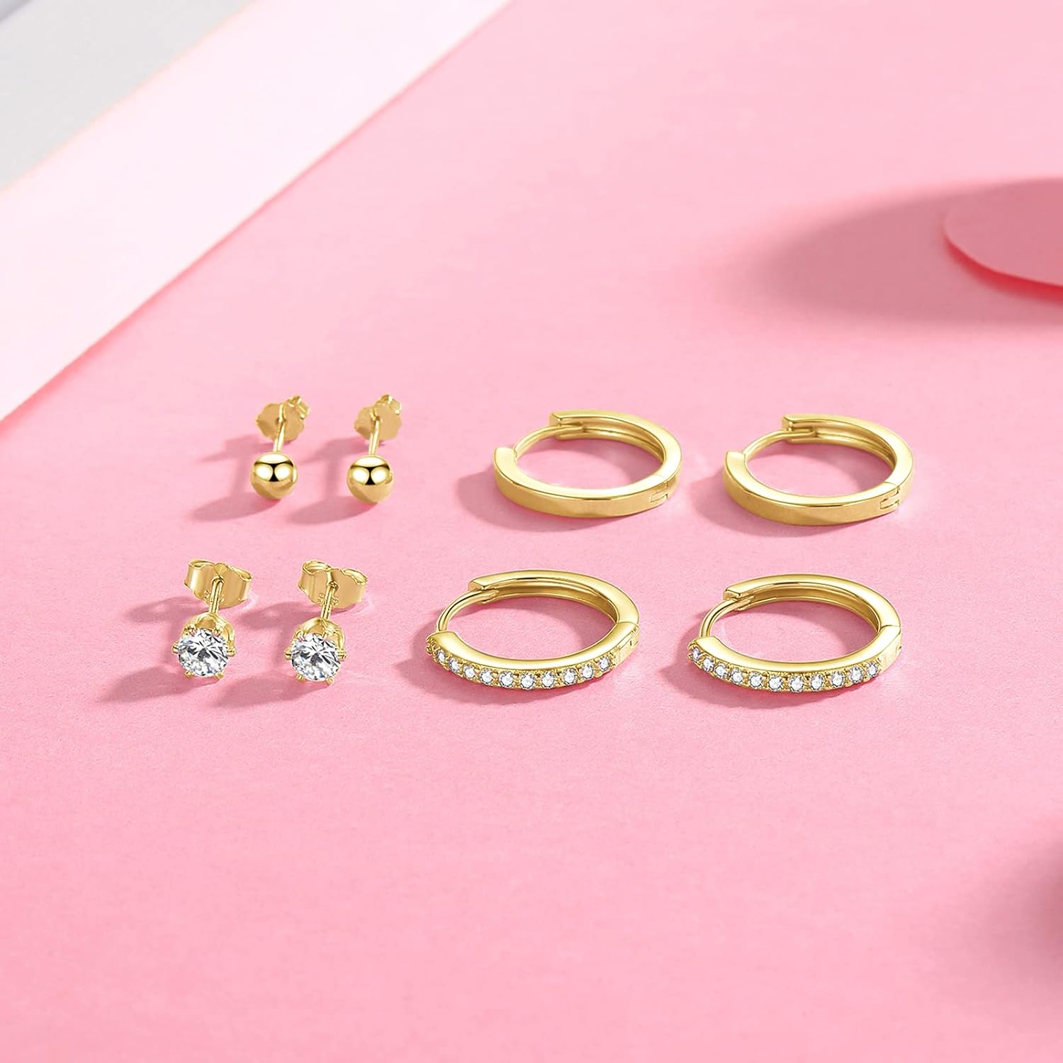 Thumbnail 2 de wynn's 925 Sterling Silver Stud and Hoop Earrings Set (4 Pairs) – 4mm Studs + 12mm Hoops