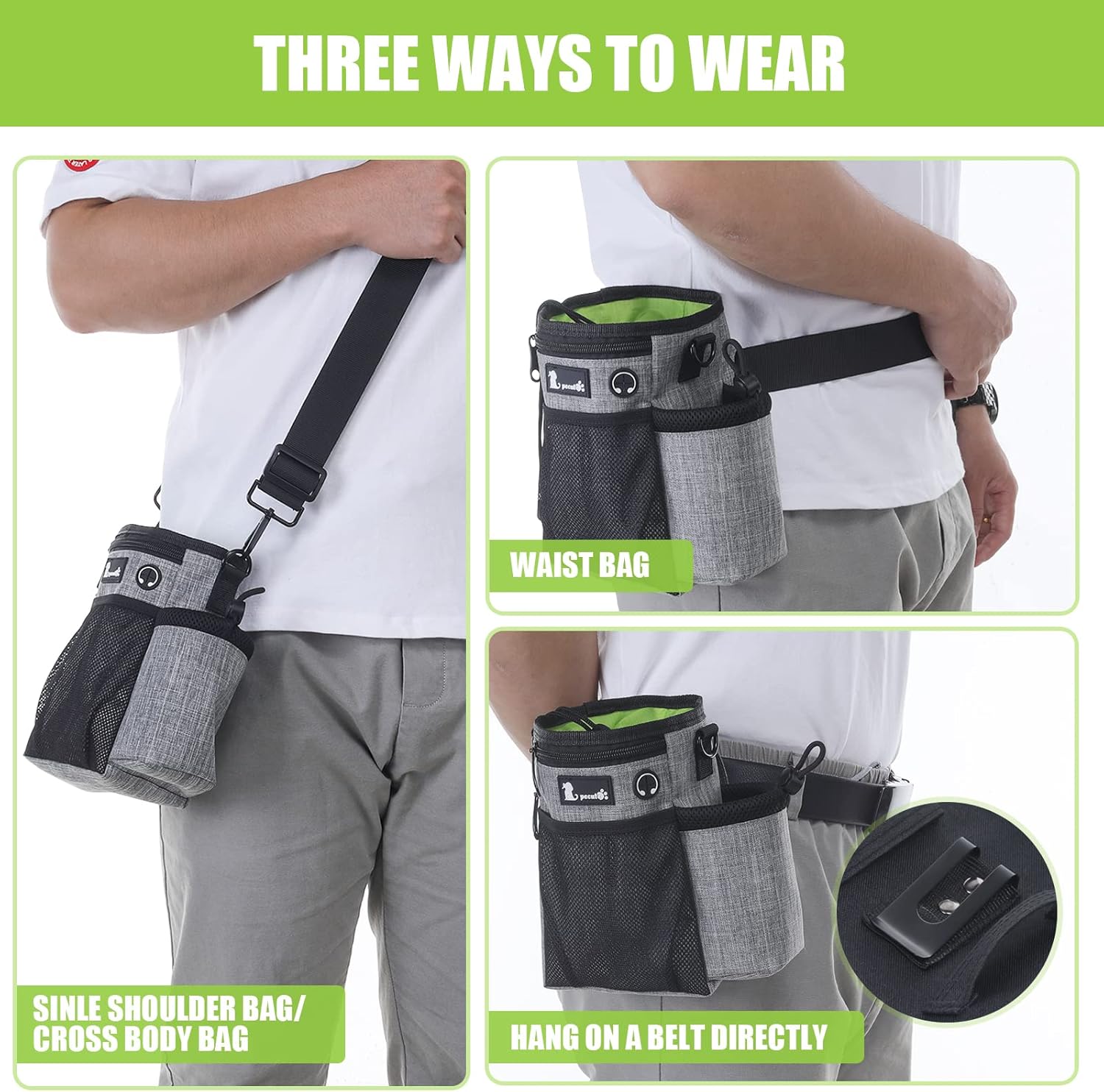 Detalle 2 de pecute Large Dog Treat Pouch Bag 3-way, waterproof