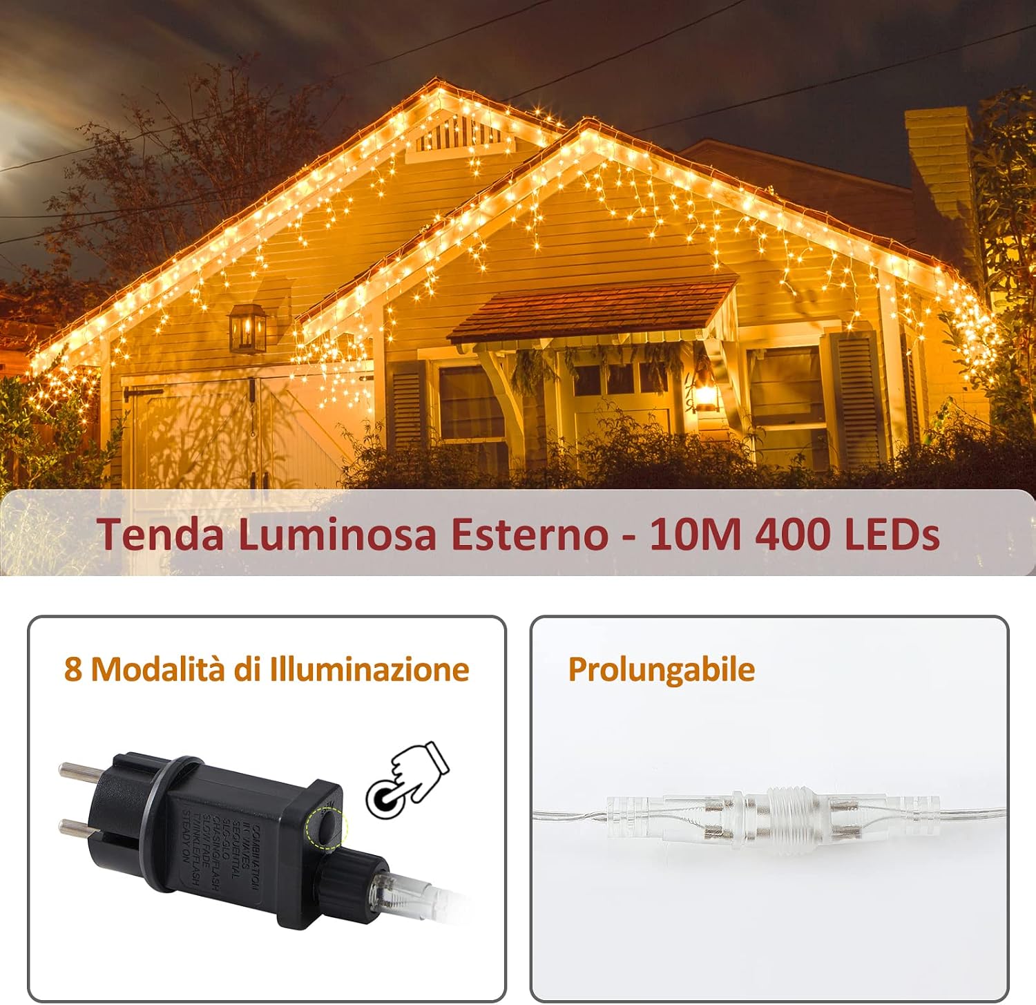Thumbnail 4 de Zorela Luci Natale Cascata 10M 400 LED 🌟