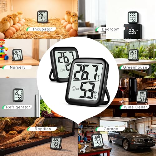 Detalle de Antonki 2 Pack Indoor Room Thermometer Hygrometer – Real-Time Temperature & Humidity Monitor