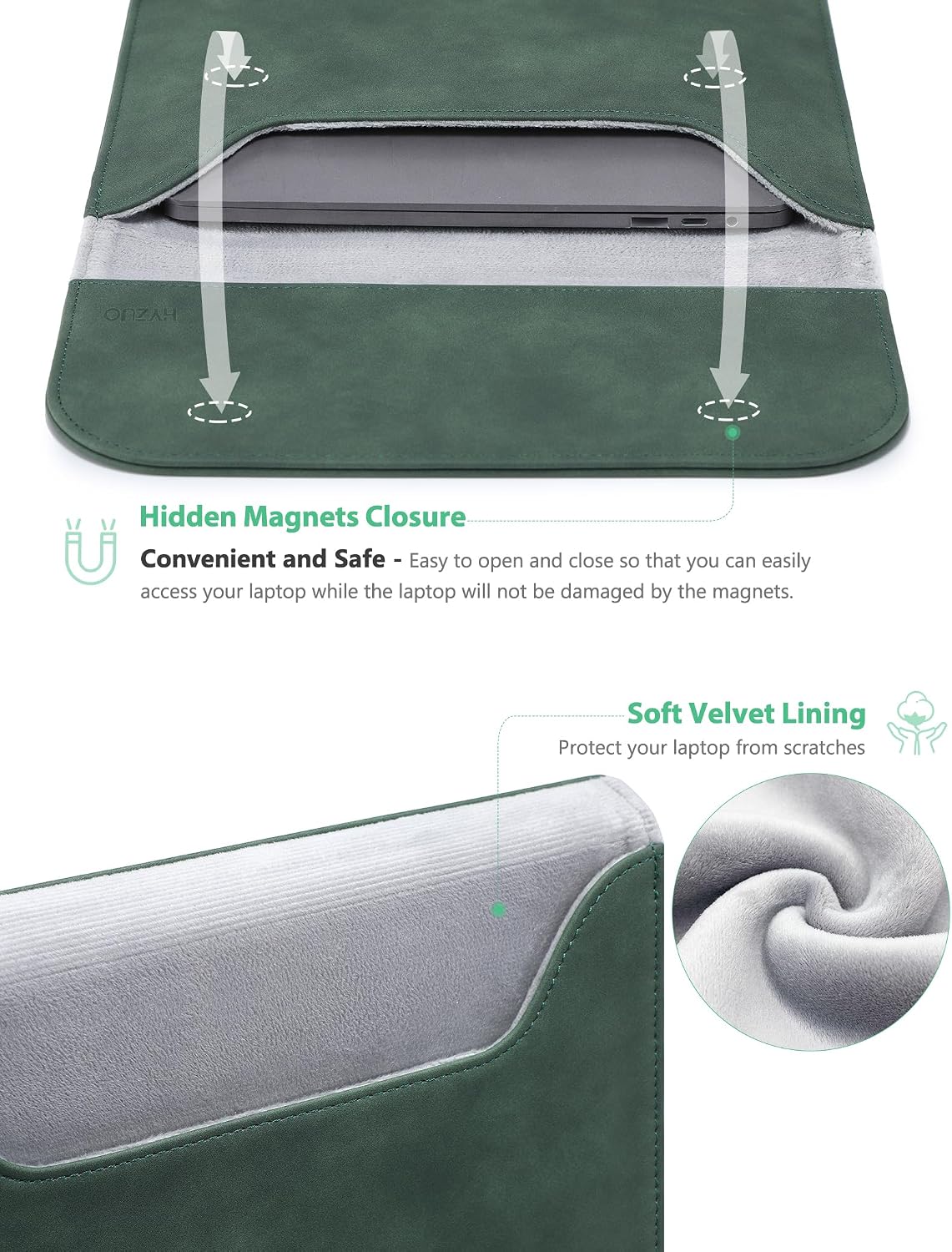 Thumbnail 1 de HYZUO 13.3-14 Inch Laptop Sleeve Midnight Green