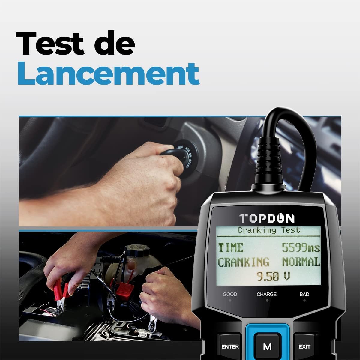 Detalle de TOPDON BT100 – Testeur de Batterie 12V (100–2000 CCA) pour voitures et véhicules variés