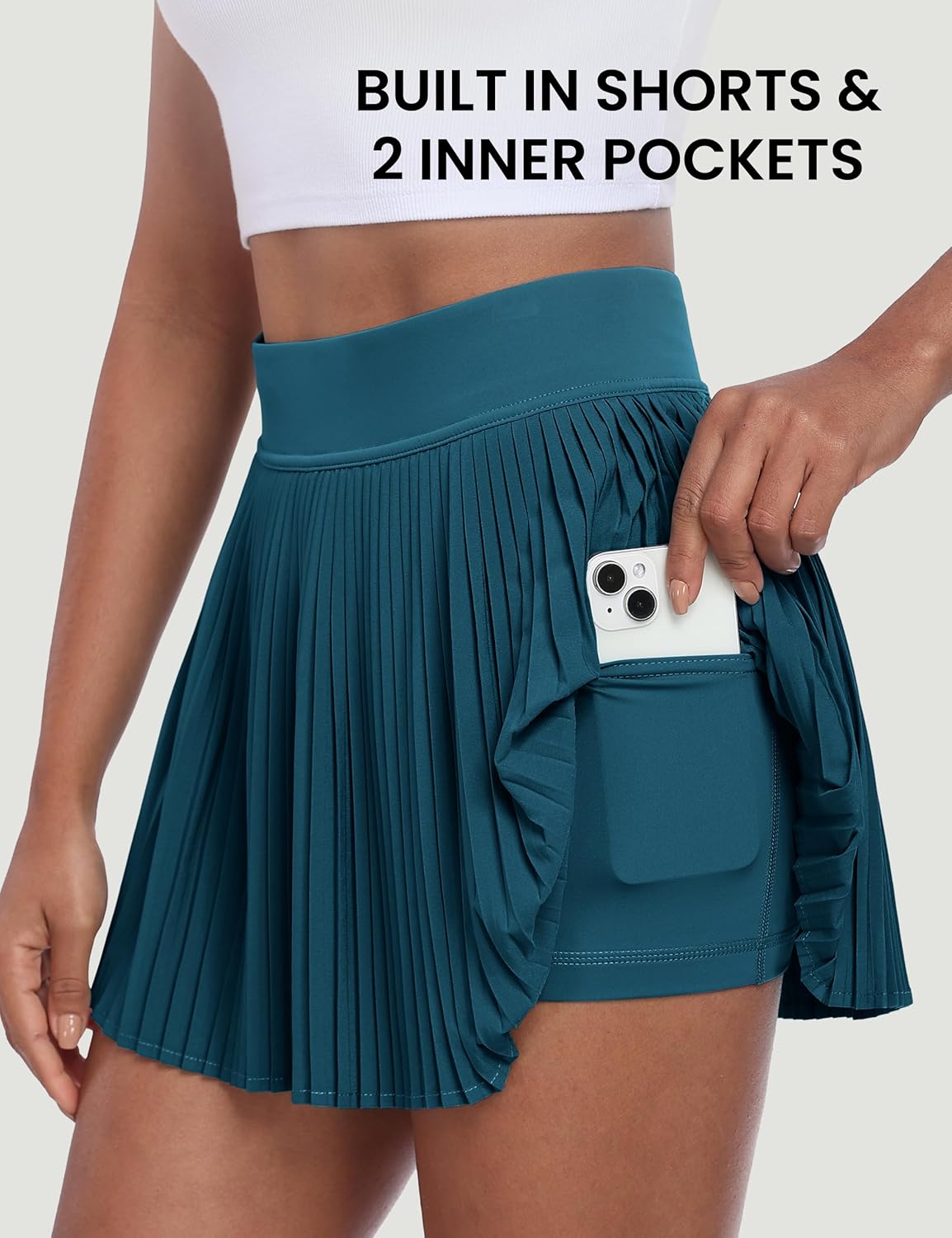 Thumbnail 3 de Desol Jupe-Short plissée pour femme avec short intégré – Taille haute, polyvalente pour tennis et golf