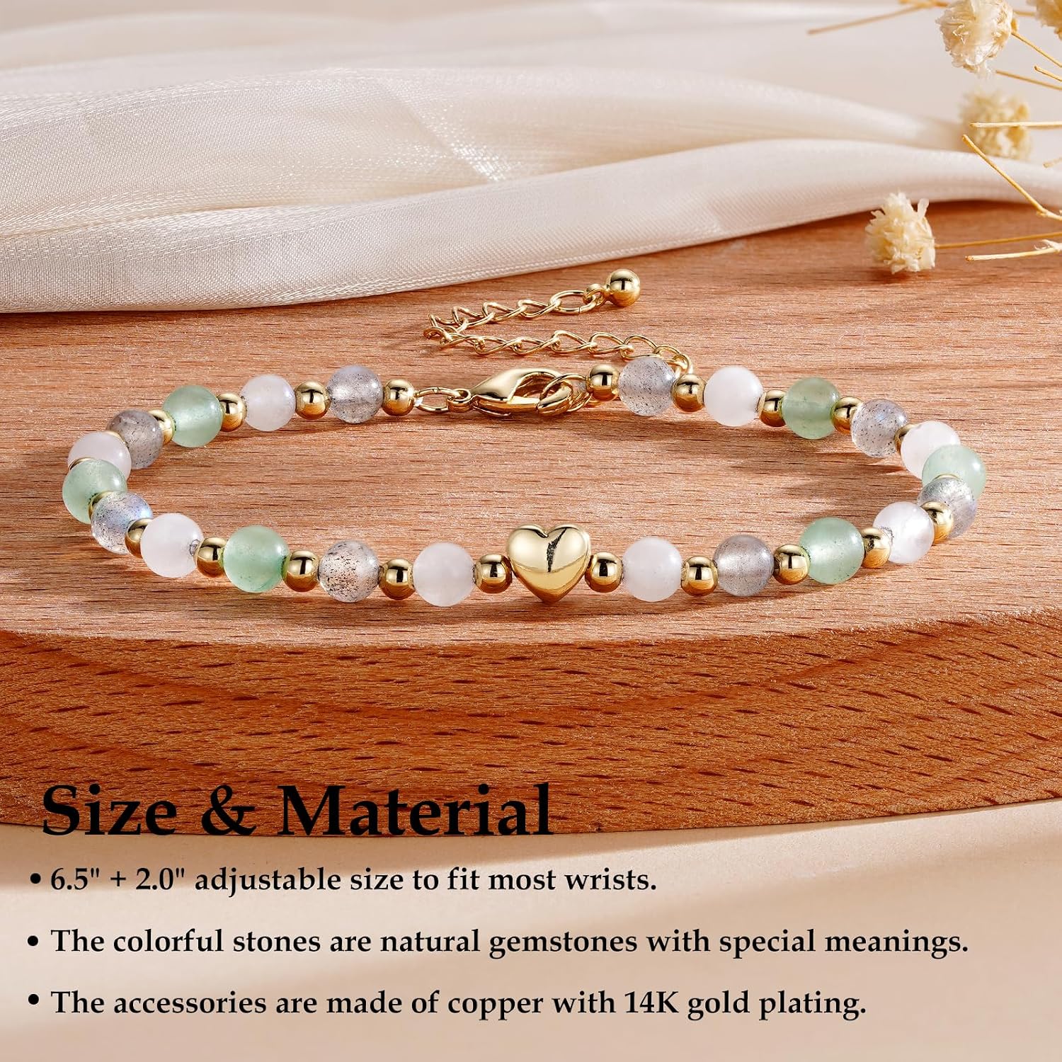 Detalle 2 de Lydow Natural Crystal Bracelet, 6.5-Inch