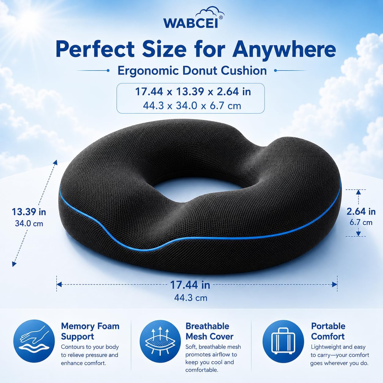 Thumbnail 1 de WABCEI Donut Pillow Seat Cushion for Hemorrhoids and Tailbone Pain Relief