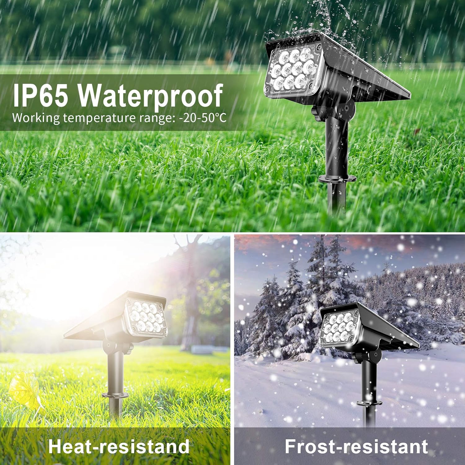 Detalle 1 de NATPOW solar spotlights 2000mAh