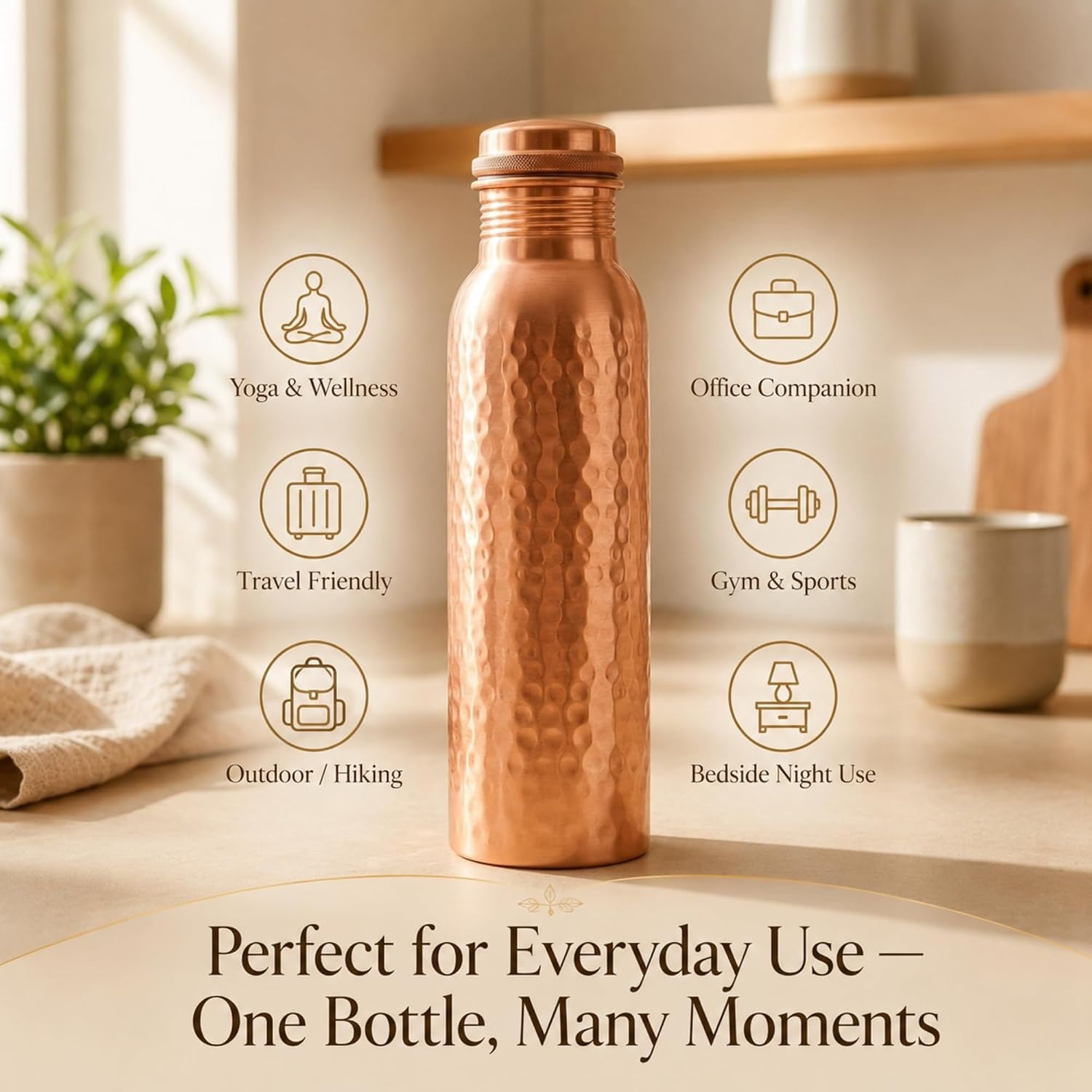 Thumbnail 6 de BLIXIFY BX_CB_0 Copper Water Bottle, 34 oz Hand-Hammered Design, Wide Mouth