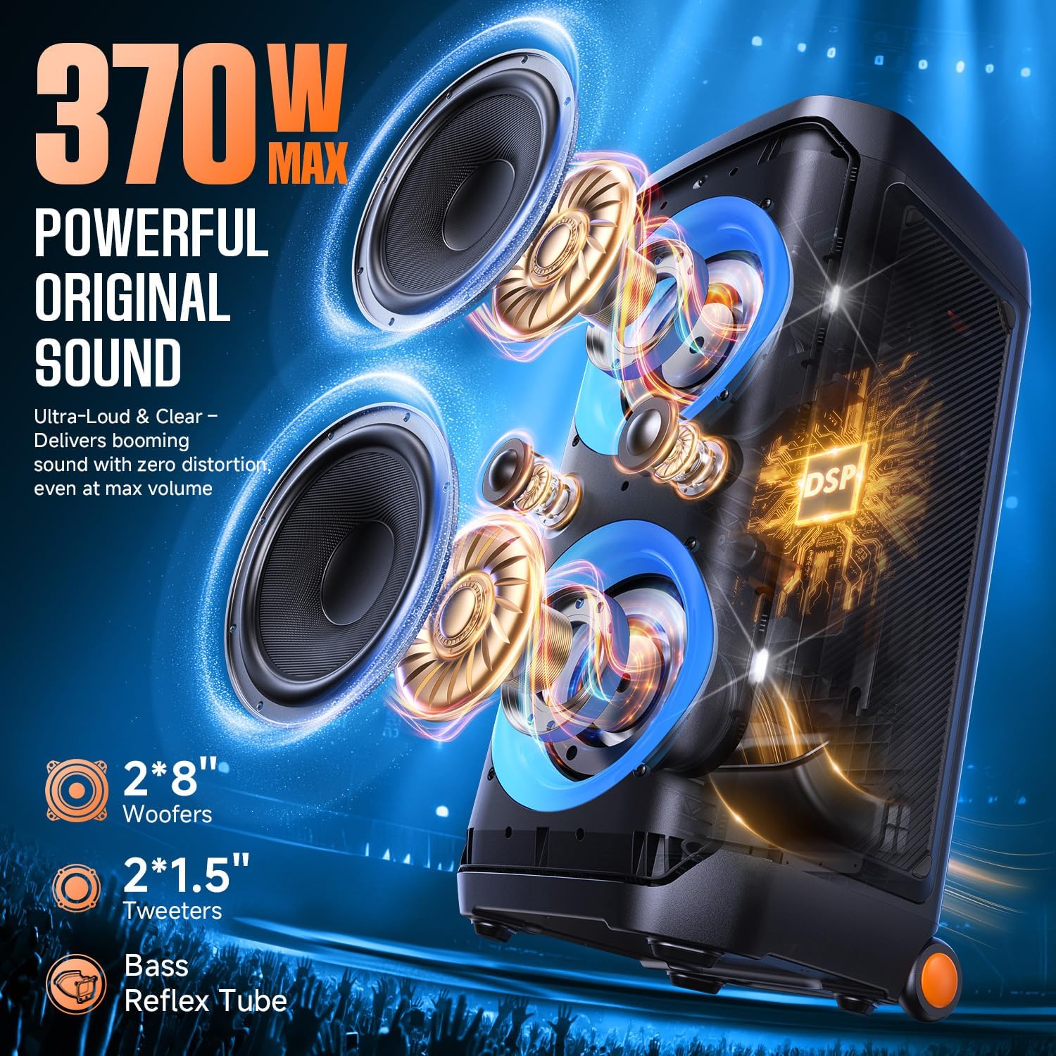 Thumbnail 1 de W-KING T12 Partybox portatile Bluetooth da 370W MAX con 25 ore, CSB e subwoofer da 8