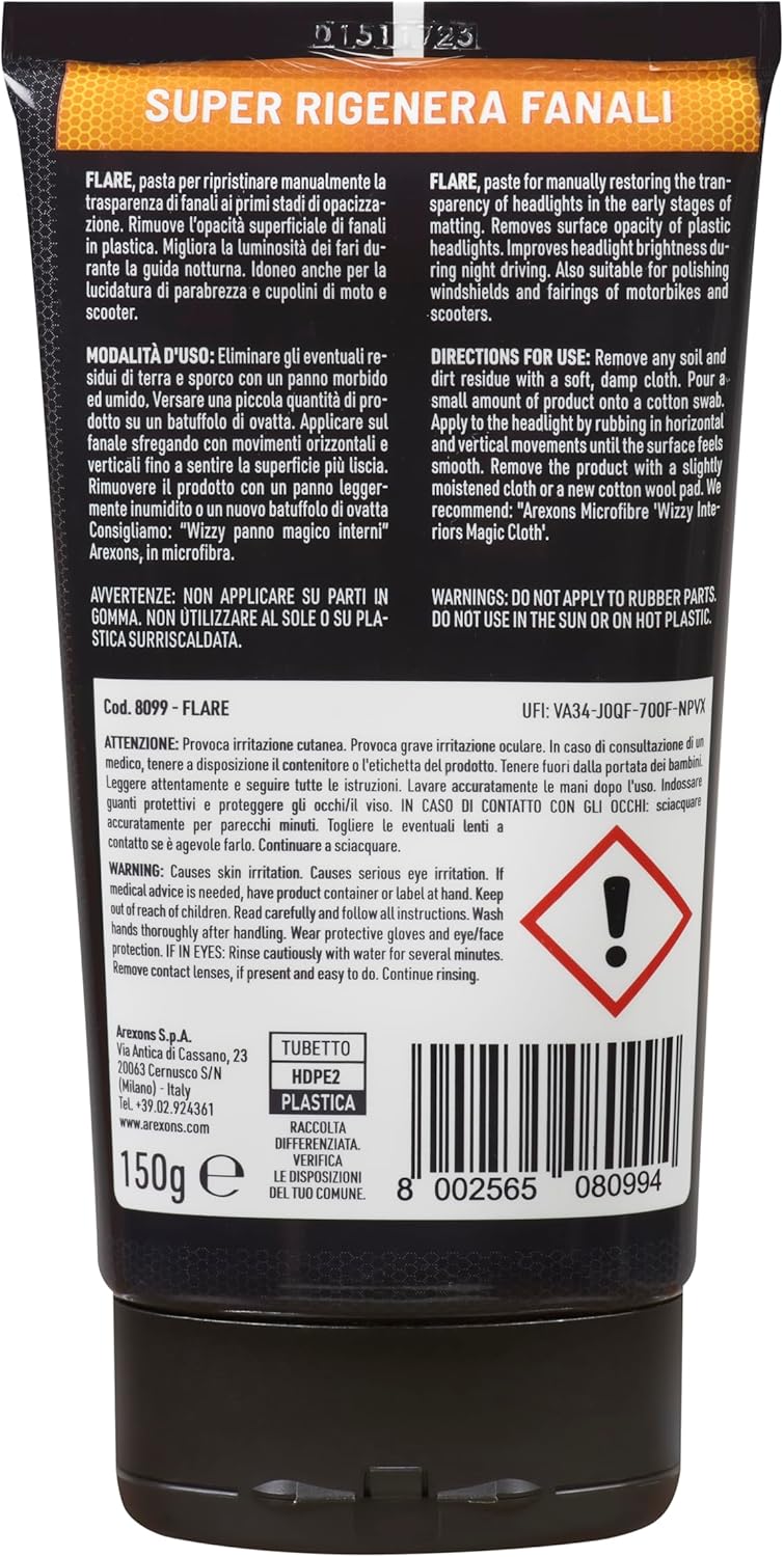 Detalle de Arexons Car Care Pro FLARE - Super Rigenera Fanali: pasta 150 g per trasparenza e lucidatura