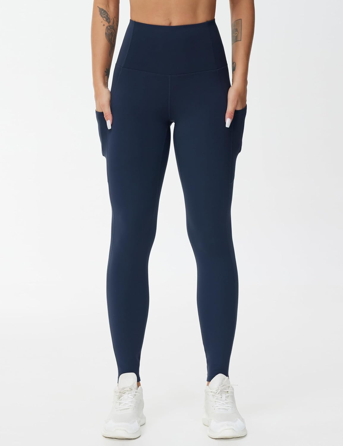 Detalle de THE GYM PEOPLE Pantaloni da yoga da donna a vita alta con tasche e controllo pancia