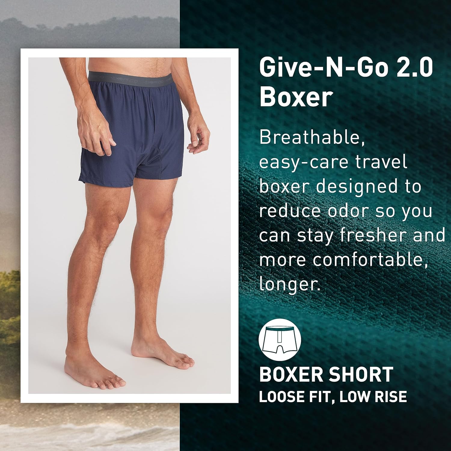 Detalle 2 de ExOfficio Men's Give-N-Go 2.0 Boxer - Breathable, Durable, Easy Care Travel Underwear
