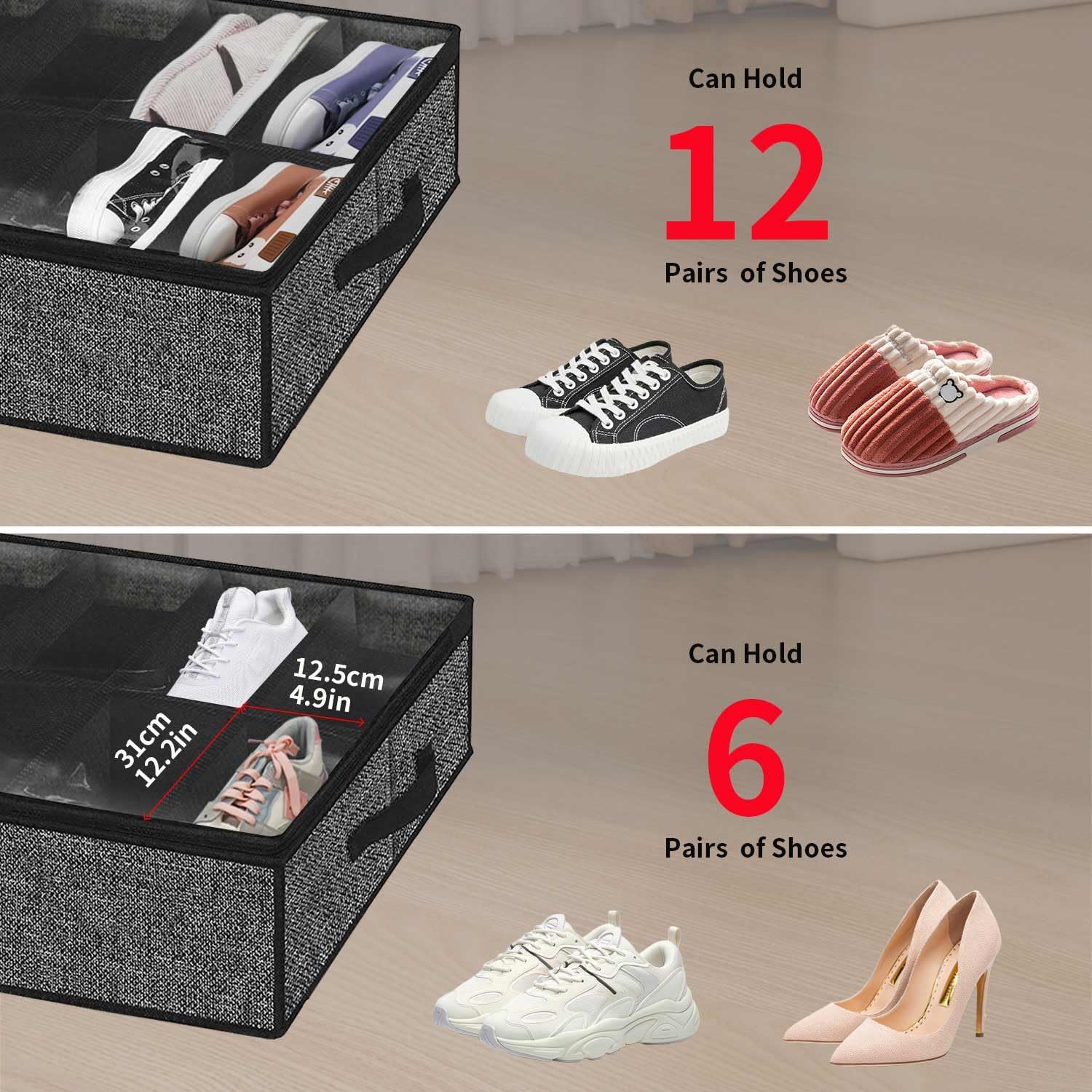 Thumbnail 6 de Onlyeasy MXAUBSB2P Underbed Shoe Organizer 2-Pack