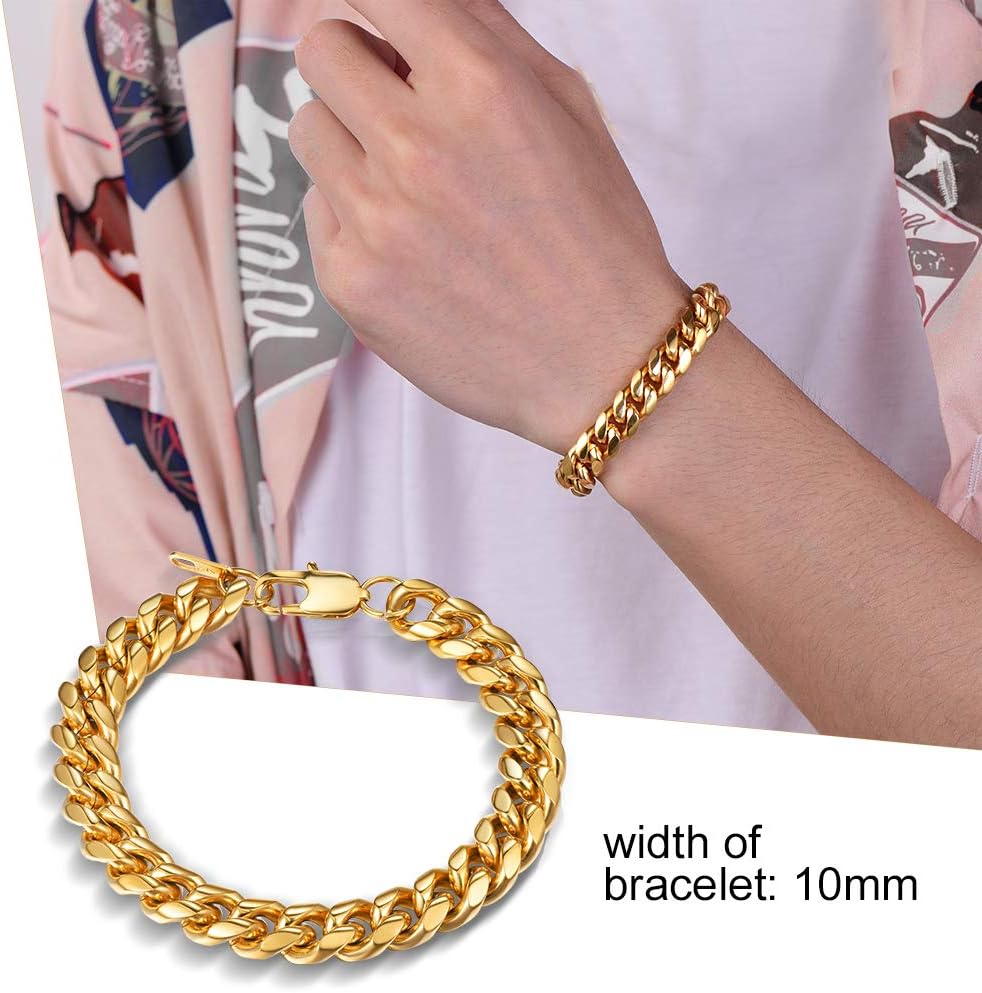 Thumbnail 1 de PROSTEEL Gourmette Homme/Femme en Acier Inoxydable plaqué Or 18K – Maillons 4,8–14 mm, Longueurs 16/19/21 cm