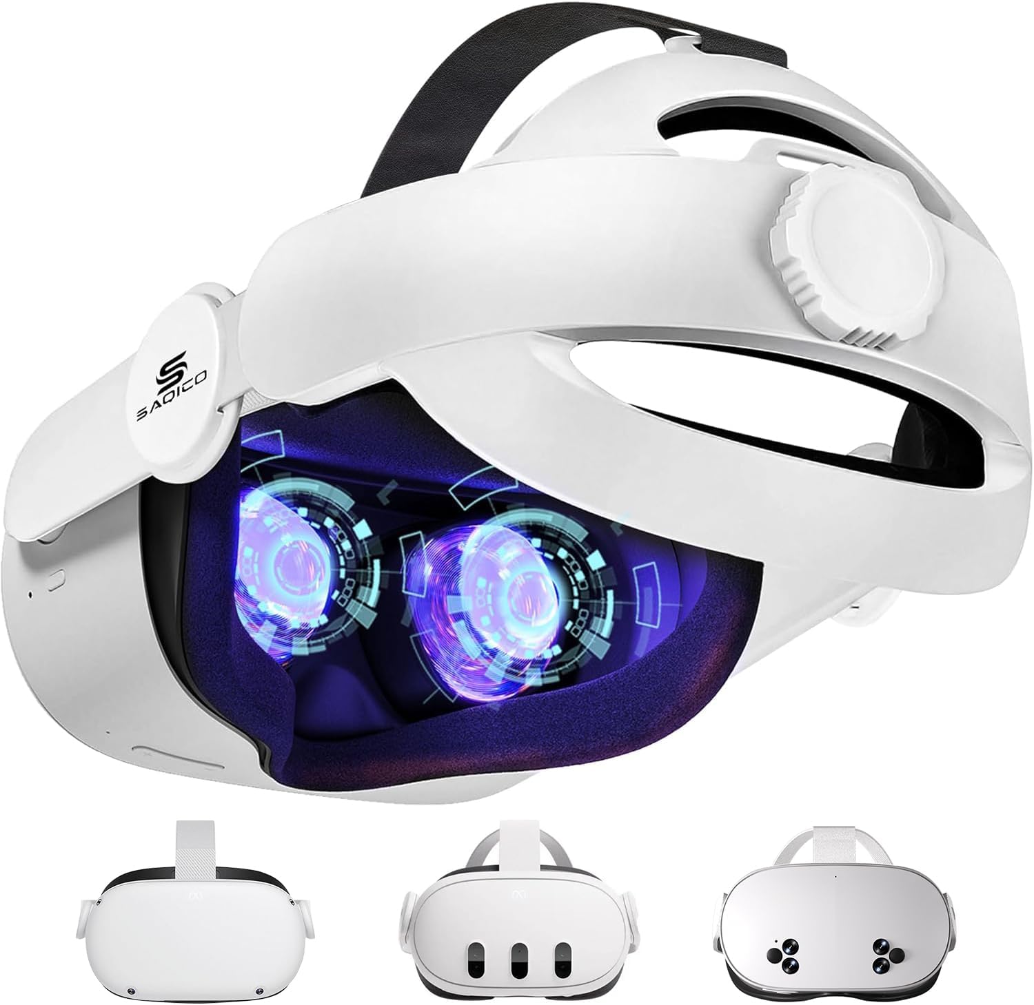 Detalle de Saqico Halo Quest 2/3/3s Headstrap, Adjustable 3-in-1 VR Strap