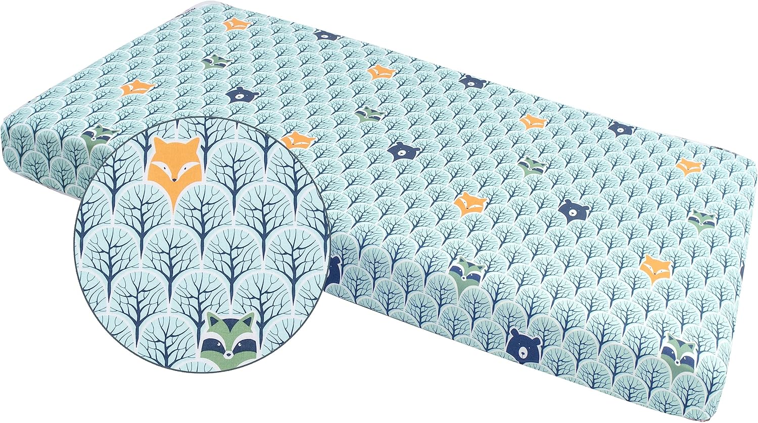 Thumbnail 3 de Medi Partners Drap housse 60x120 bébé en 100% coton (Forêt avec Menthe)