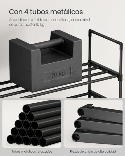 Detalle de SONGMICS DEKY LSA25BK, zapatero metálico de 10 niveles, negro