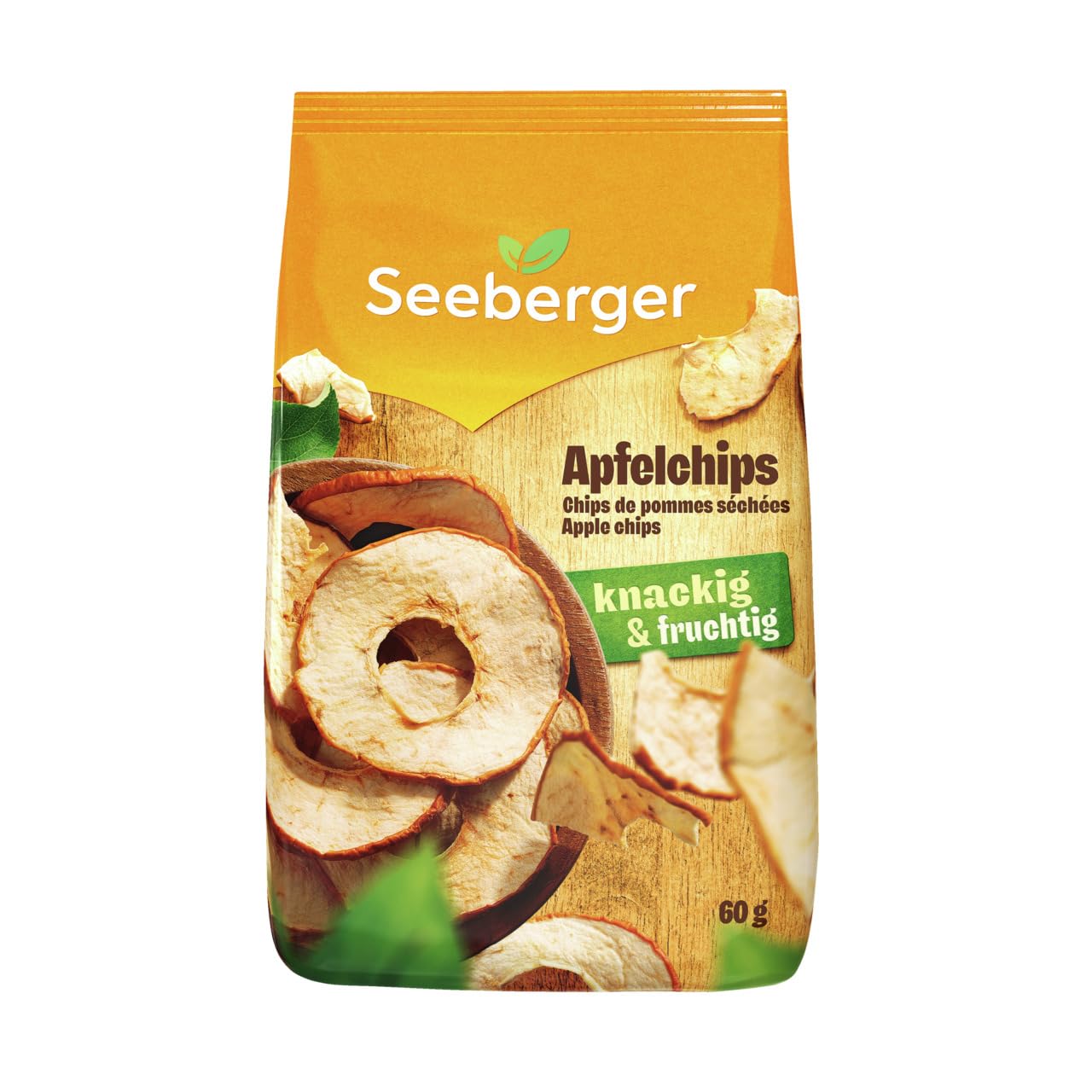 Detalle de Seeberger Apfelchips getrocknet 6er Pack (Elstar, vegan) – knusprige Fruchtchips mit feinsäuerlicher Note