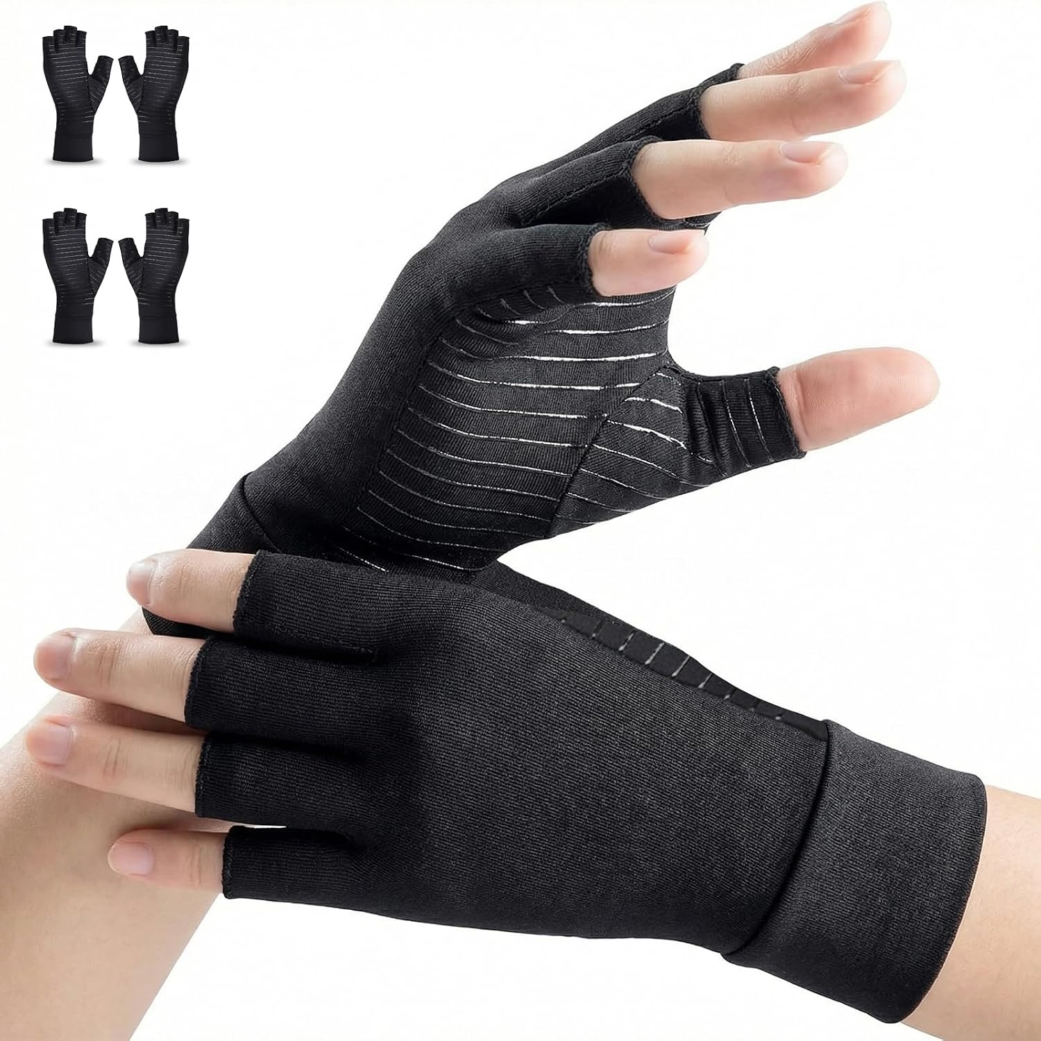 Detalle de AovYoo Copper Arthritis Compression Gloves (Raynaud’s, Rheumatoid & Osteoarthritis) – Hand Pain Relief Support – L