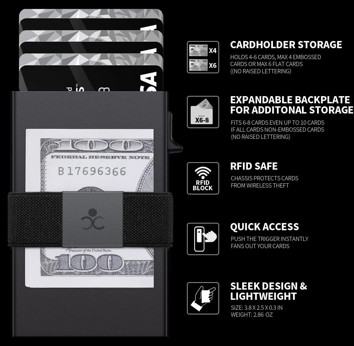 Thumbnail 6 de SEMORID Slim Aluminum Card Holder Wallet 3.9x2.5📇