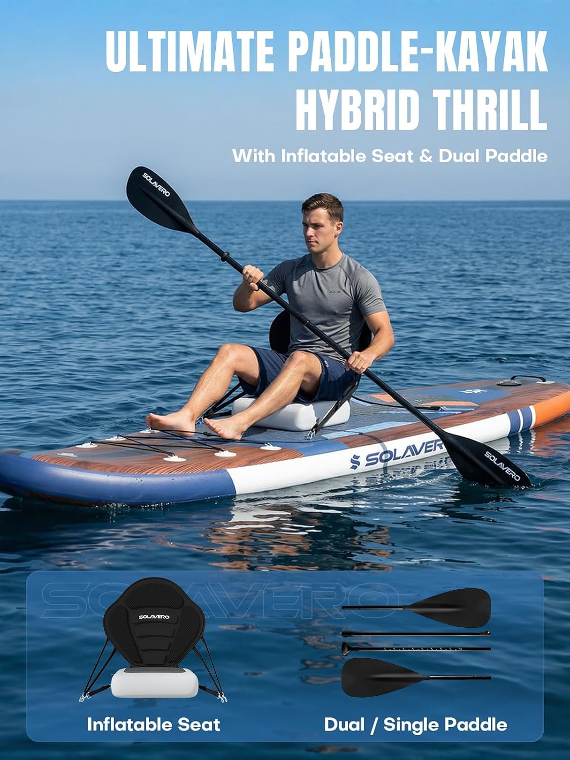 Thumbnail 6 de SOLAVERO 11'6" Inflatable SUP Board, 35" Wide with EVA Deck and Seat