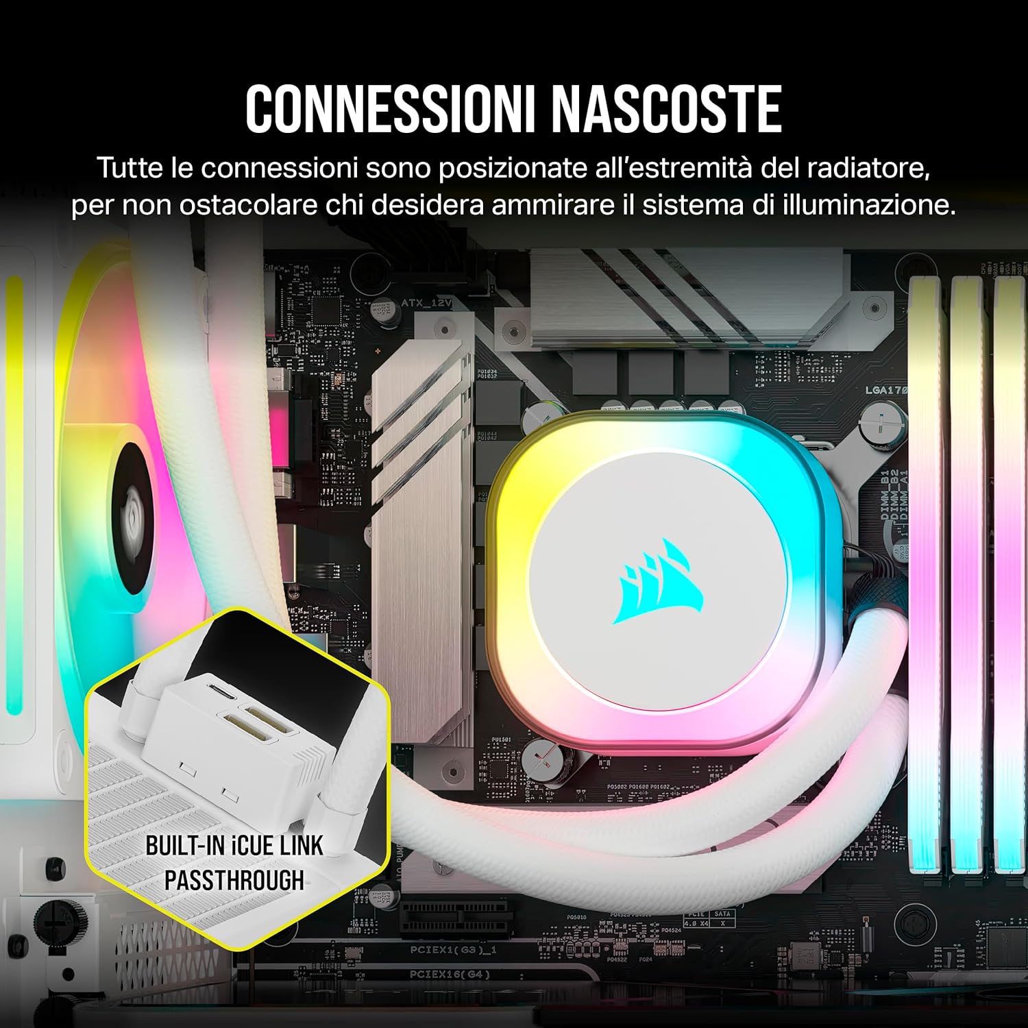 Thumbnail 4 de CORSAIR iCUE LINK H100i RGB Dissipatore AIO 240 mm: raffreddamento silenzioso con gestione cablaggi avanzata