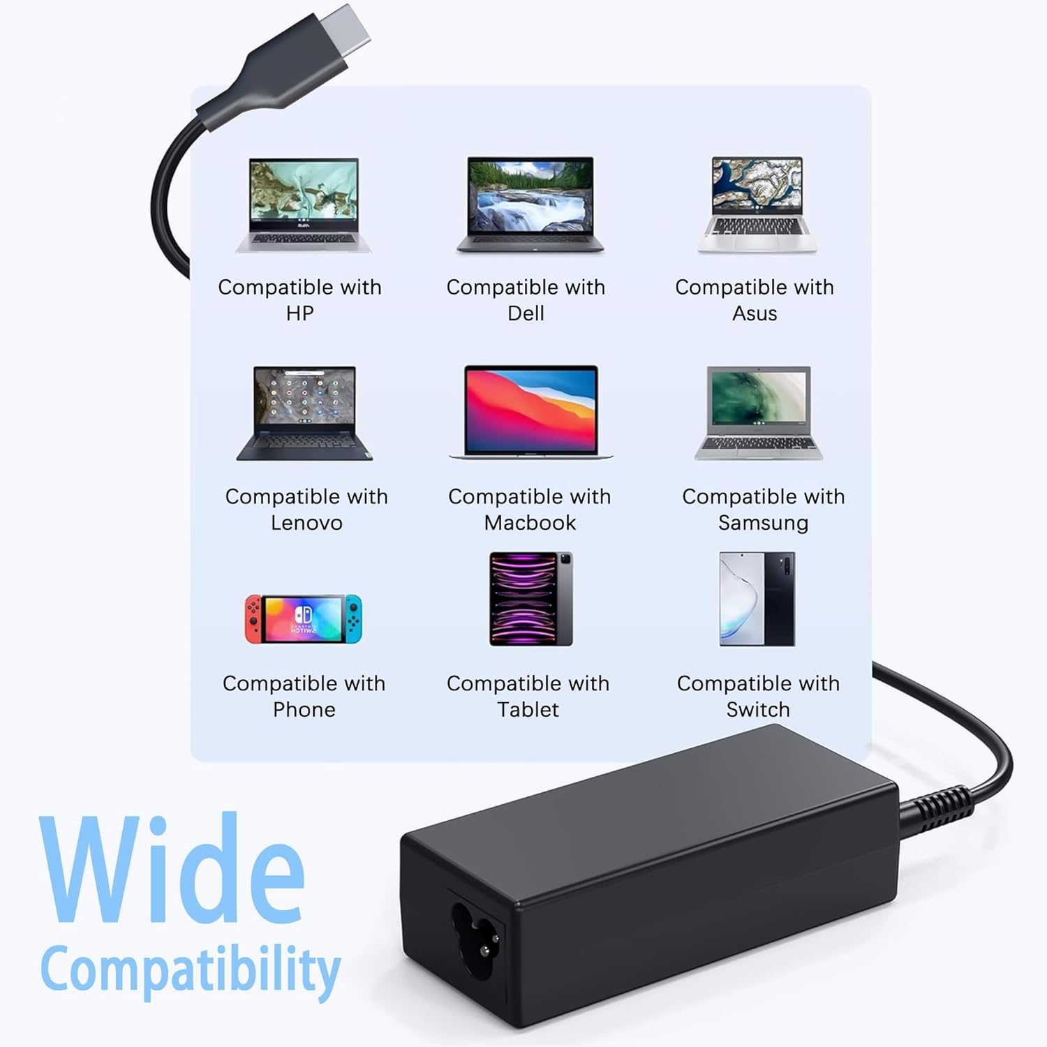 Thumbnail 2 de YOBVTBF 45W USB-C Charger for Laptops (HP, Dell, Acer, Samsung, Asus, Chromebook) – A Practical USB‑C Power Solution