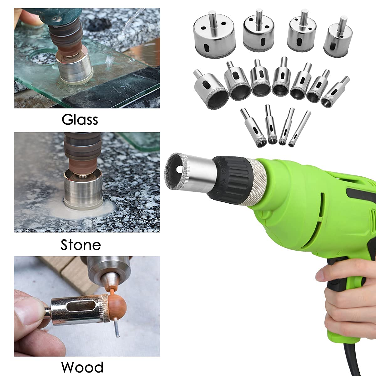 Thumbnail 5 de Flintronic Diamantbohrer-Set (15-teilig) für Glas & Fliesen mit Diamantbeschichtung