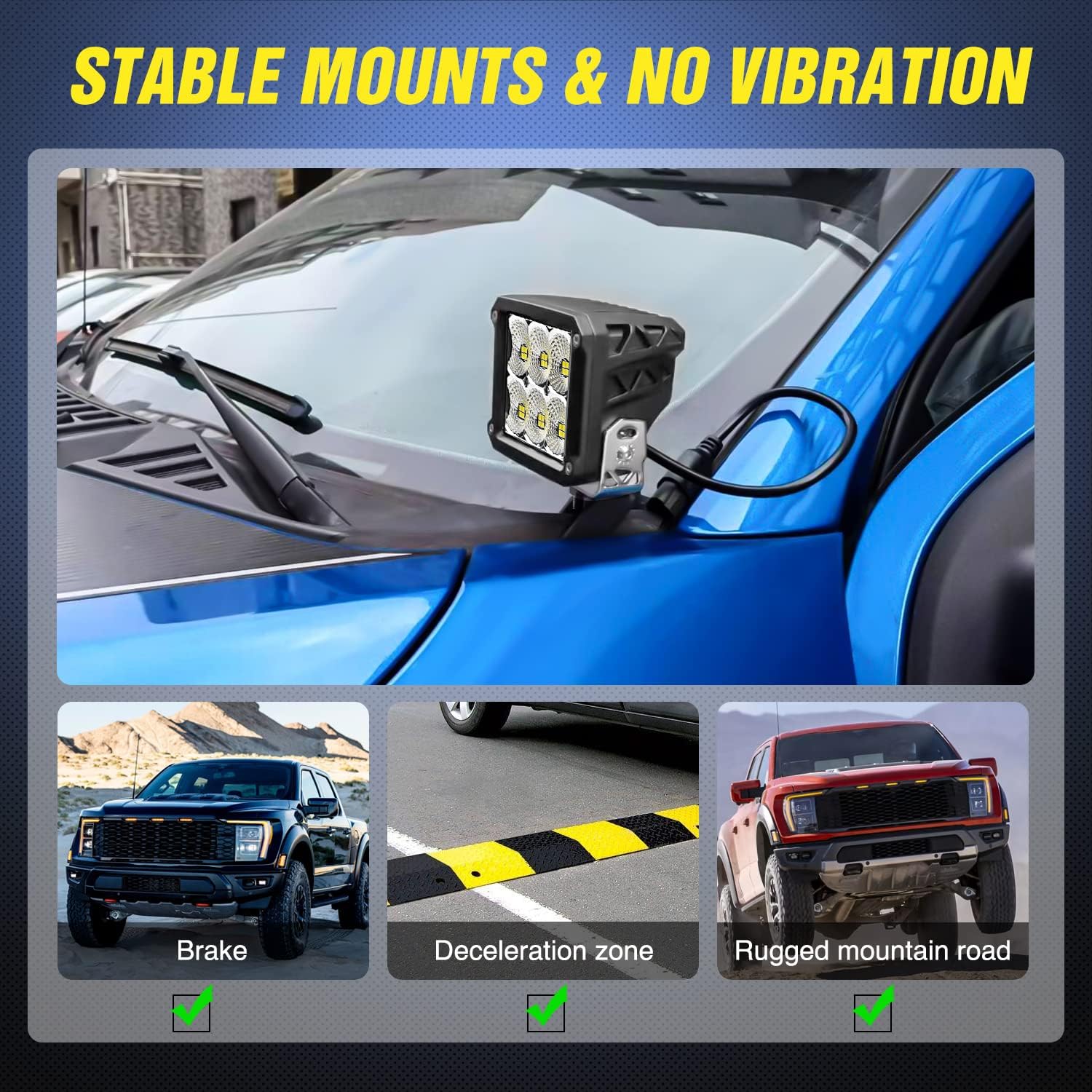Thumbnail 4 de Nilight Ditch Light Bracket for F150 Hood Mounts