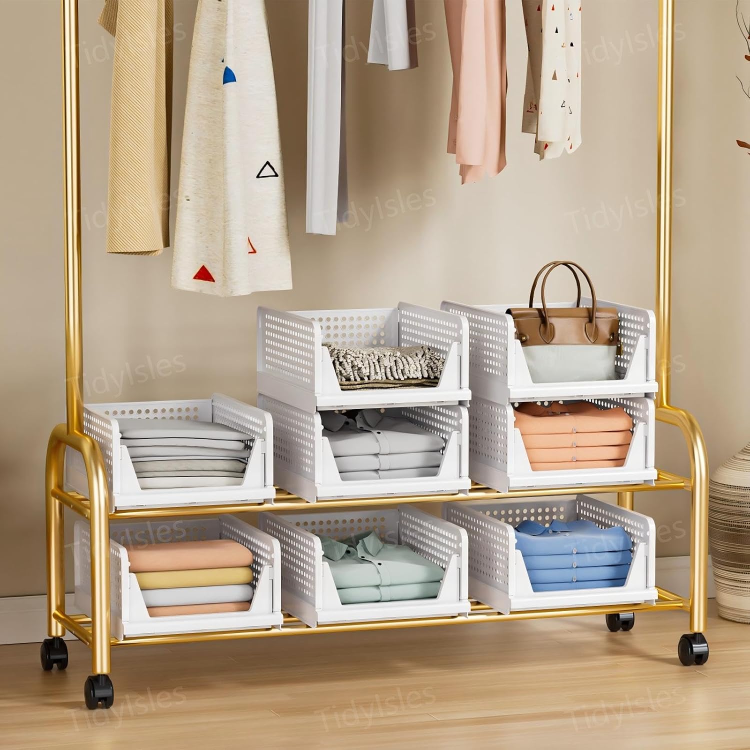 Detalle de TidyIsles Wardrobe Storage Organiser 4 Pack — box pieghevoli e impilabili per armadi e cassetti
