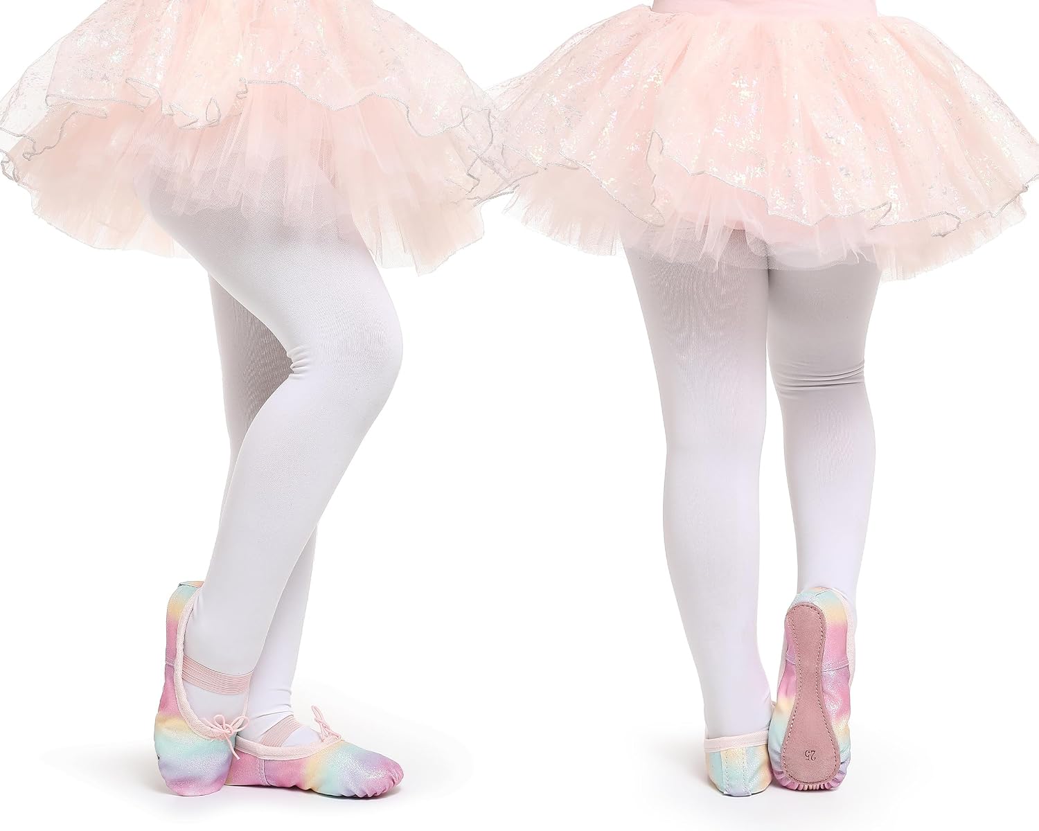 Thumbnail 1 de Glitter leather ballet shoes for girls – full sole dance flats for ballet class, performances and gymnastics