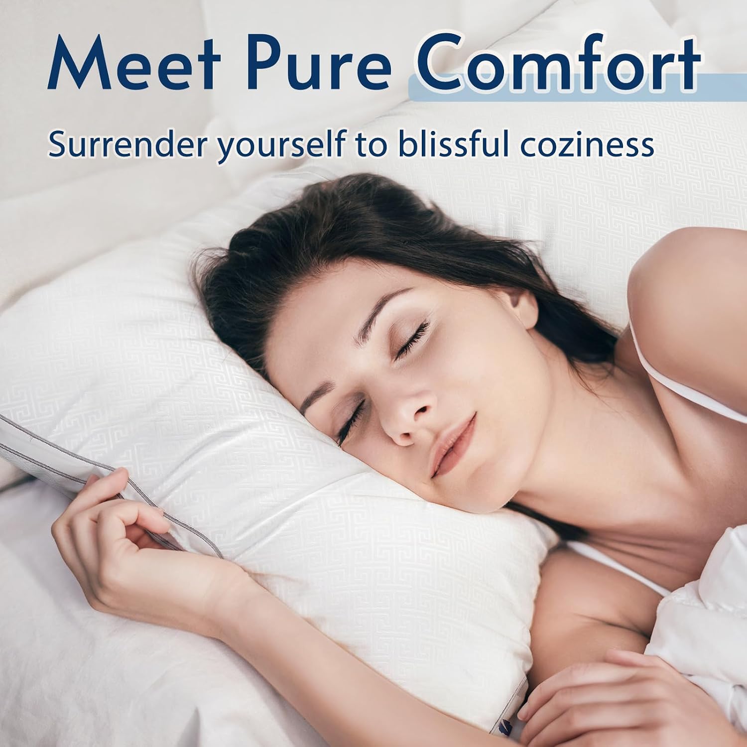 Detalle de Viewstar King Size Pillows Set of 2 (Hotel Quality Cooling Down Alternative) – Gusseted Bed Pillows for Side, Back, or Stomach Sleepers, White