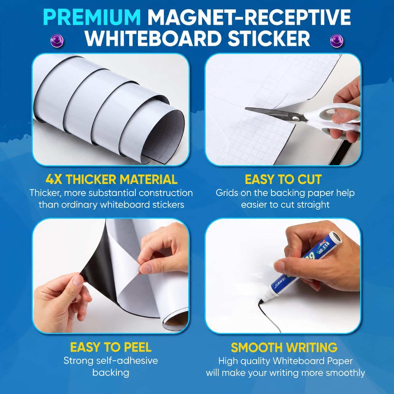 Detalle 2 de YOUNGJQ Whiteboard-3918 Self-Adhesive Dry-Erase Sticker, Magnetic-Receptive PET