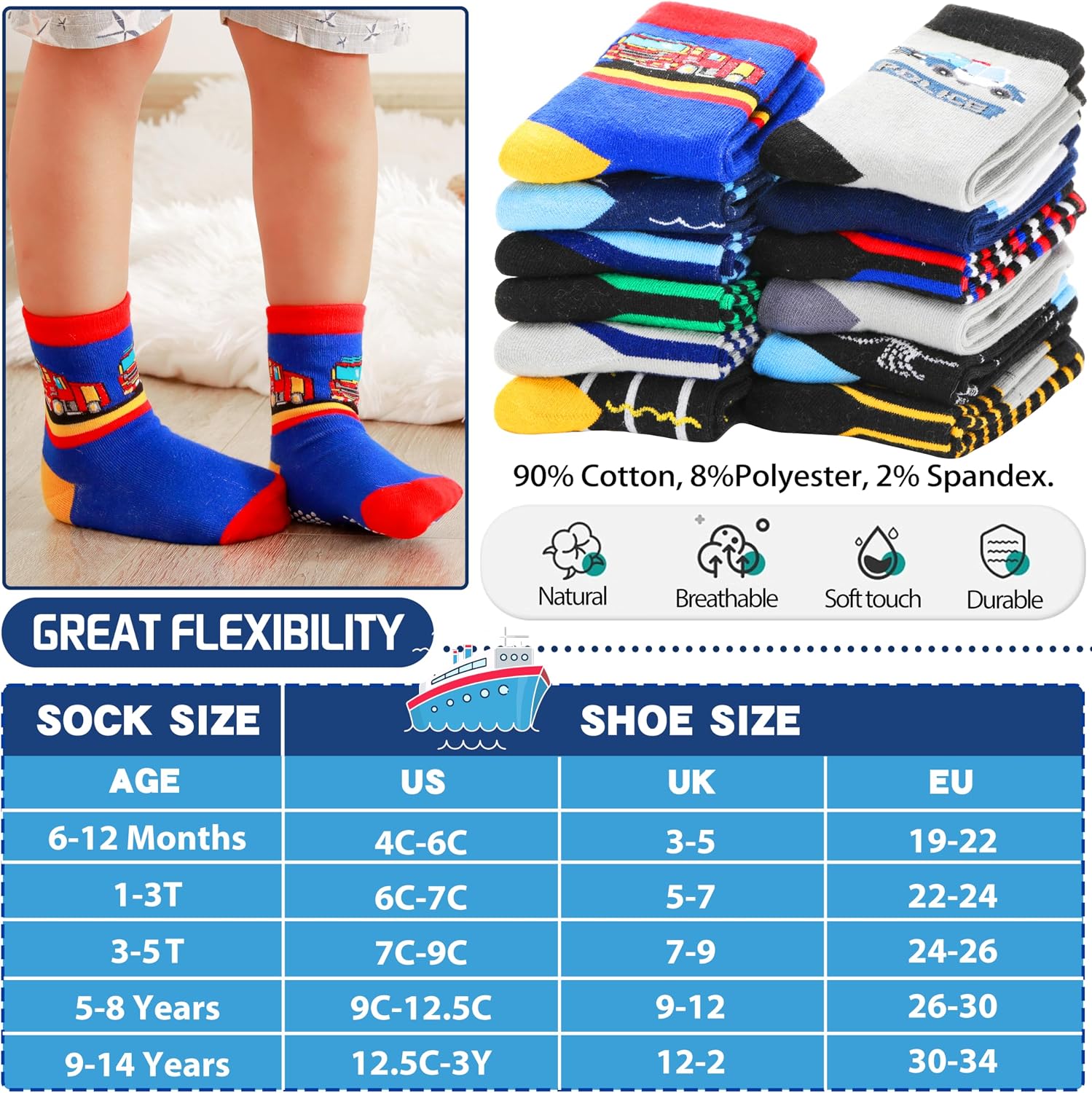 Detalle 1 de Welwoos grips socks, 12 pairs toddler