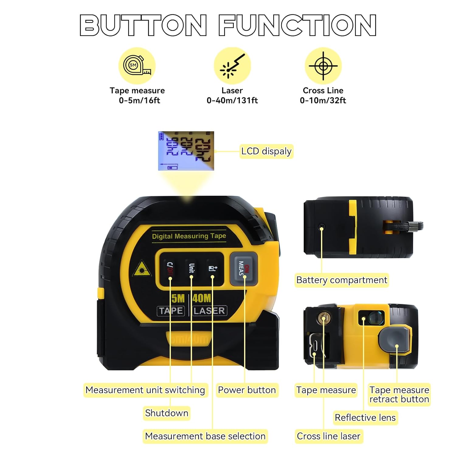 Detalle de Fitdays 3-in-1 laser tape measure 40m