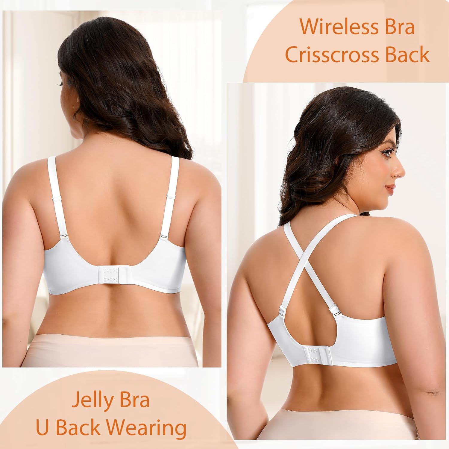 Detalle 2 de Ganado WNBR004 Jelly Wireless Bra, Seamless Full Coverage with Adjustable Straps