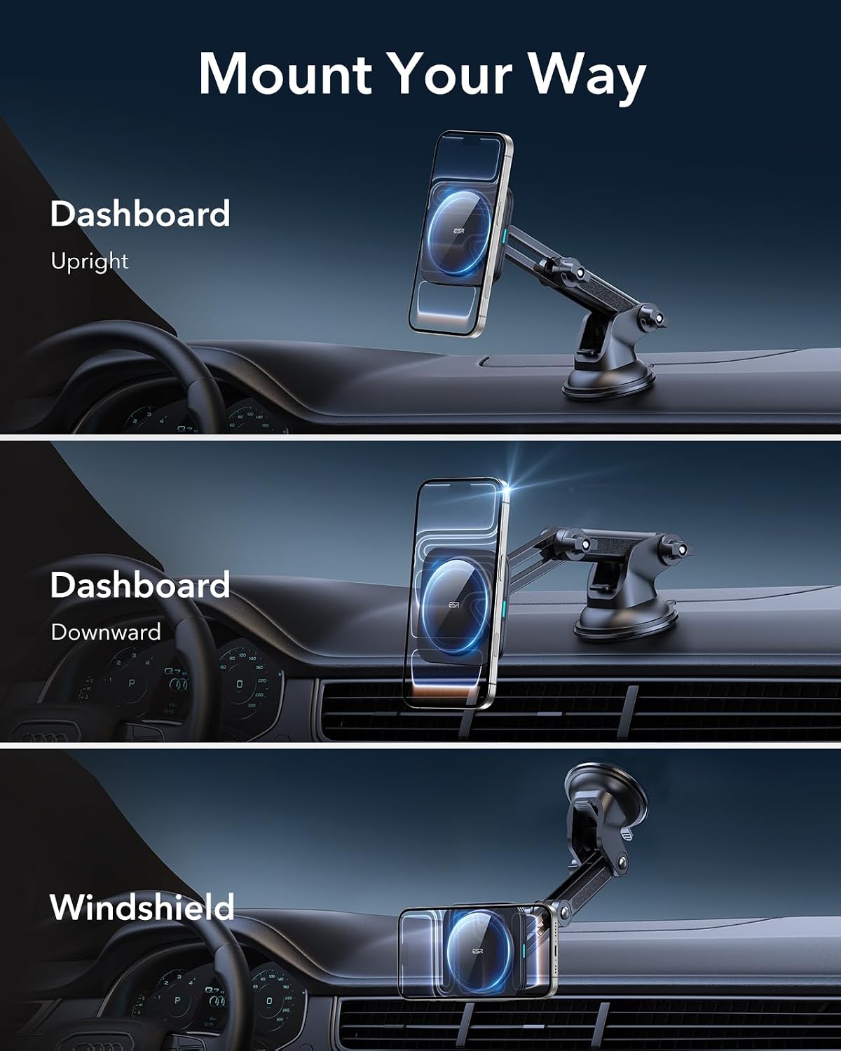 Thumbnail 1 de ESR S25 15W MagSafe Car Mount Charger