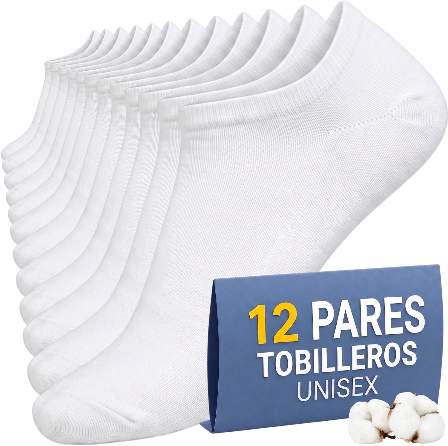 Detalle de PS PROUTHS 12 Pares | Calcetines tobilleros hombre y mujer | 90% algodón | Regular 40-46