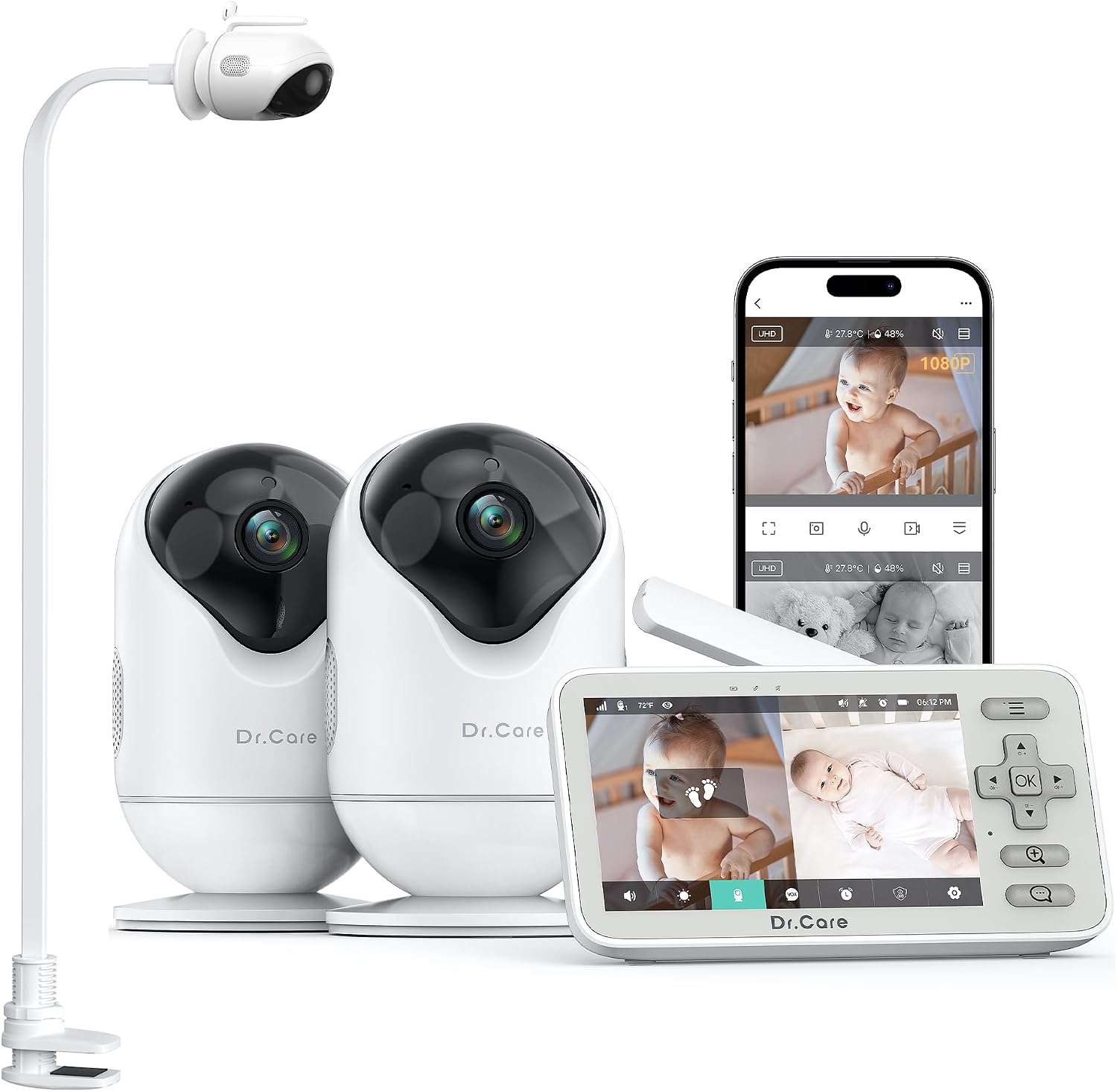 Dr.Care VistaView Lite: Monitor video baby wireless dual mode con fotocamere 1080P e schermo 4