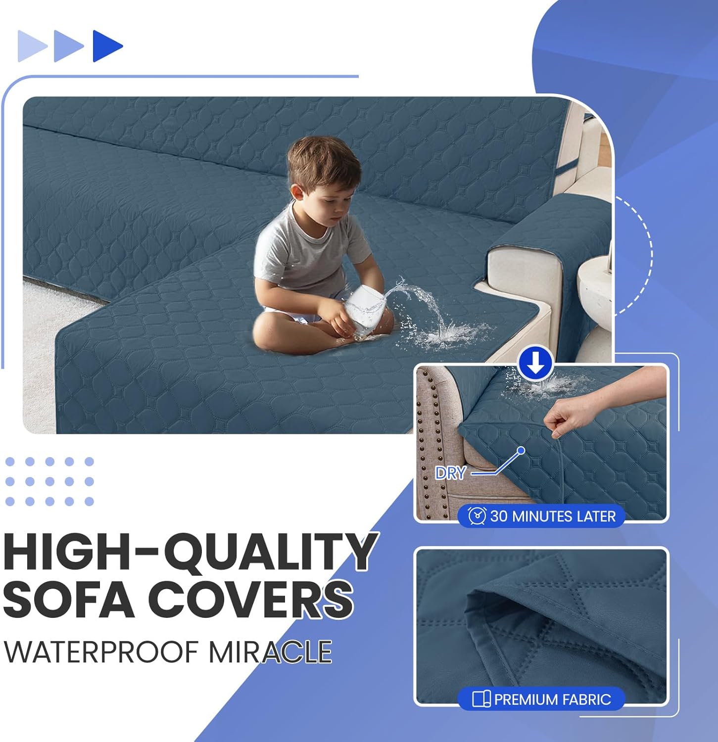 Thumbnail 4 de Ystyle Impermeable Funda Sofá Chaise Long 4 Plazas Verde Oscuro