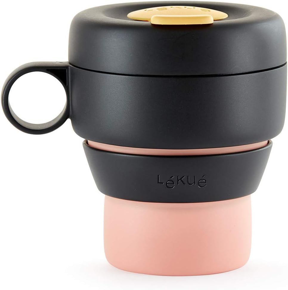 Detalle 2 de Lékué Mug To Go Coral ☕ Taza Colapsable para Té o Café