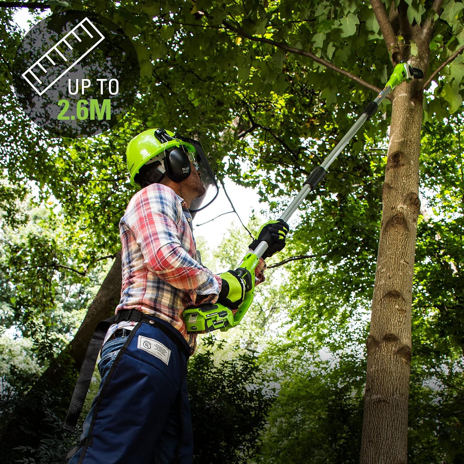 Thumbnail 6 de Greenworks G24PS20K2 24V pole saw 2.6m reach 🚜