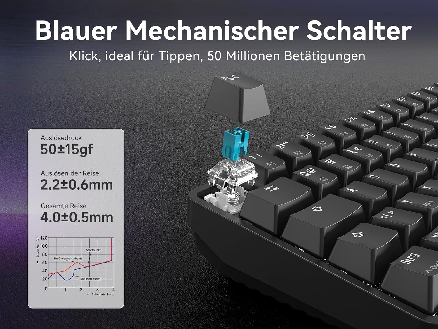 Detalle 2 de Dierya DK68 kabellose Gaming Tastatur ⌨