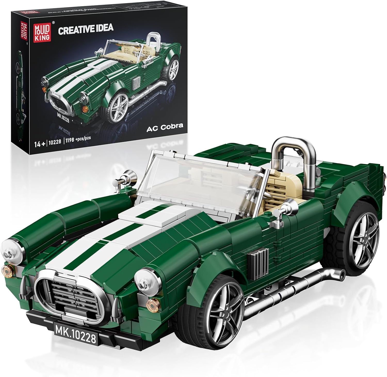Detalle de Mould King 10228 Technik Speed Champion Oldtimer Cabriolet – Klemmbausteine Auto, 1198 Teile