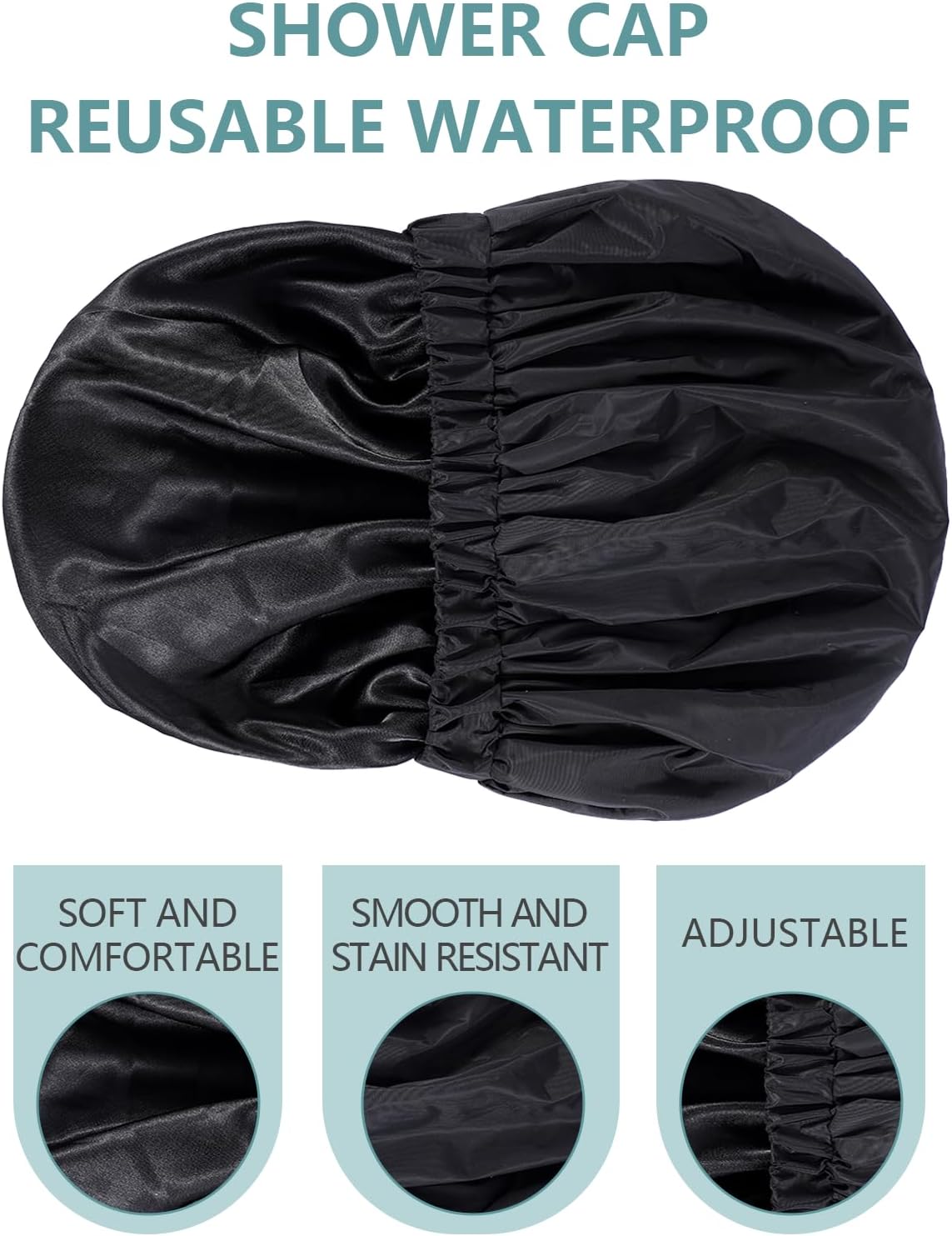 Thumbnail 3 de Years calm YC-JYM Reusable Waterproof Shower Cap, Double-Layer Satin Lining
