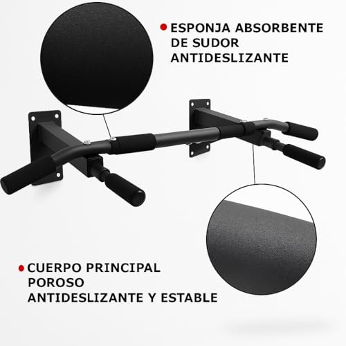 Detalle de T-LoVendo Barra de Dominadas para Pared. Crossfit. Pull-up bar. Soporta 140 kg. Instalación con tornillos incluidos