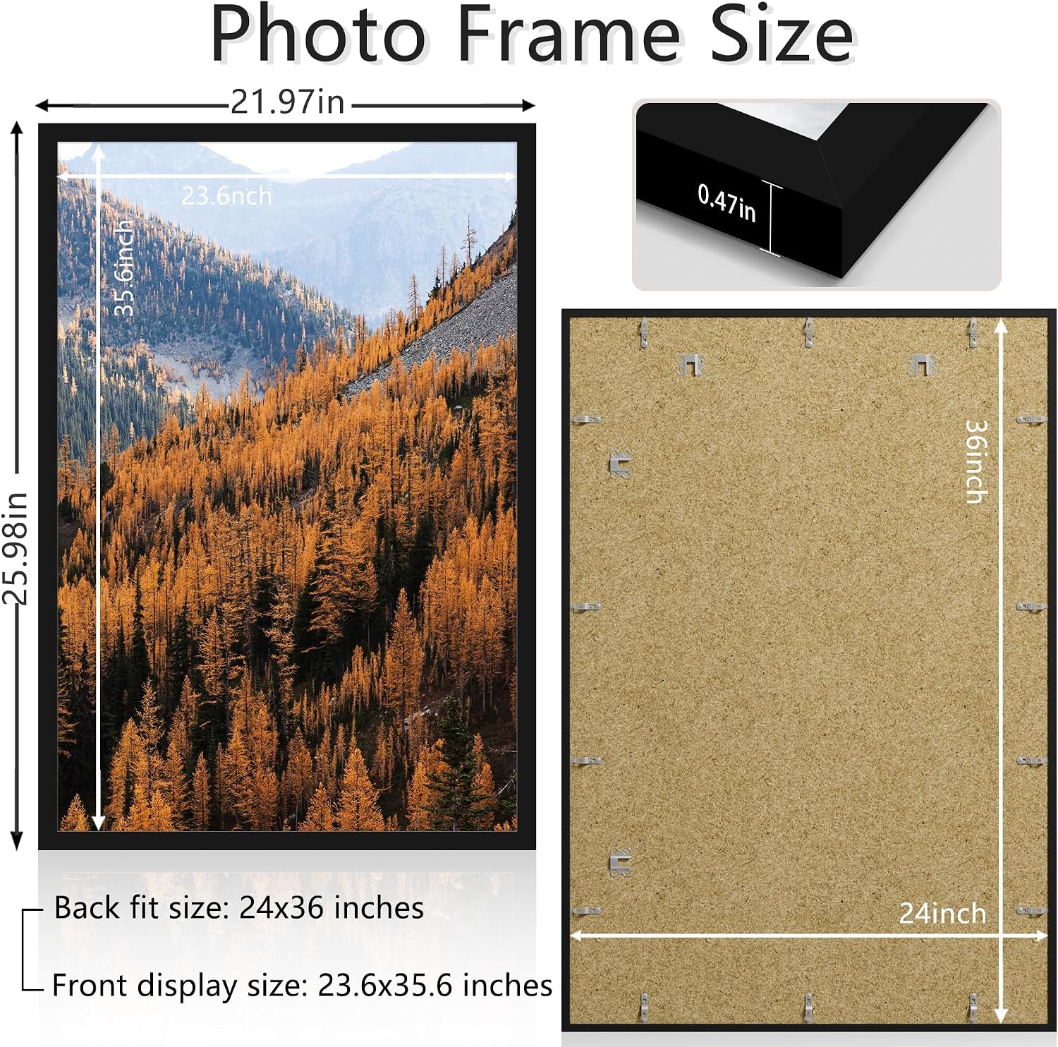 Thumbnail 2 de Picrit 24x36 Black Poster Frame – Wall Mounting Picture Frame (1 Pack)