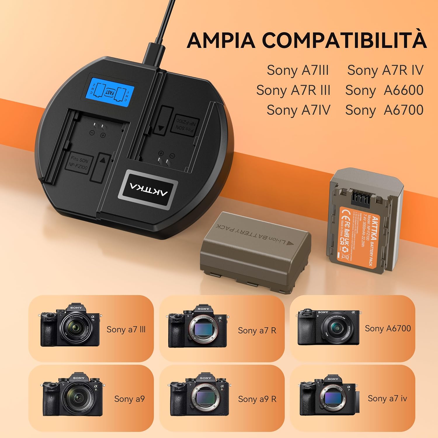 Detalle 2 de AKTTKA NP-FZ100 3000mAh 2-pack per Sony