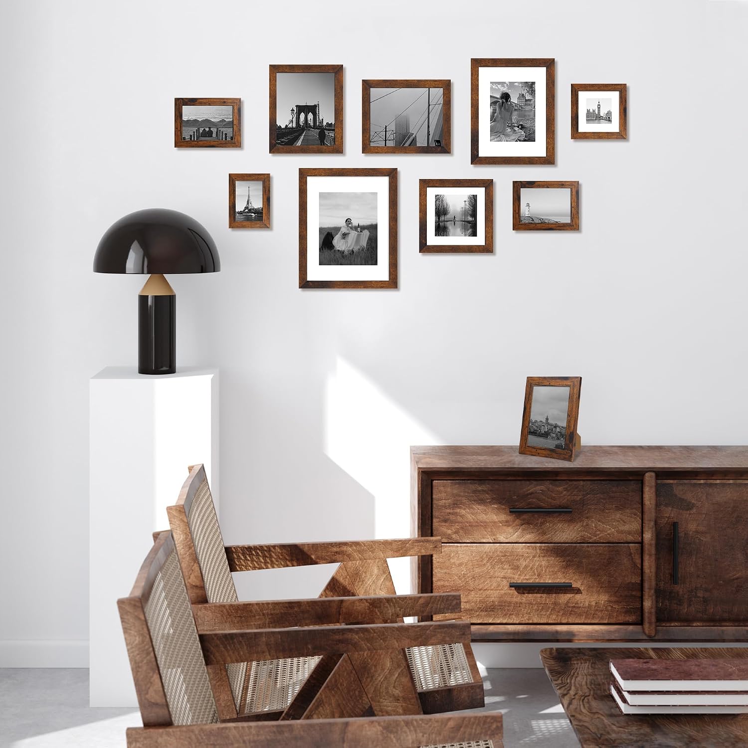 Thumbnail 1 de iRahmen 8.5x11 Picture Frame Set of 4 (Real Glass Rustic Frame) for Wall or Tabletop Display